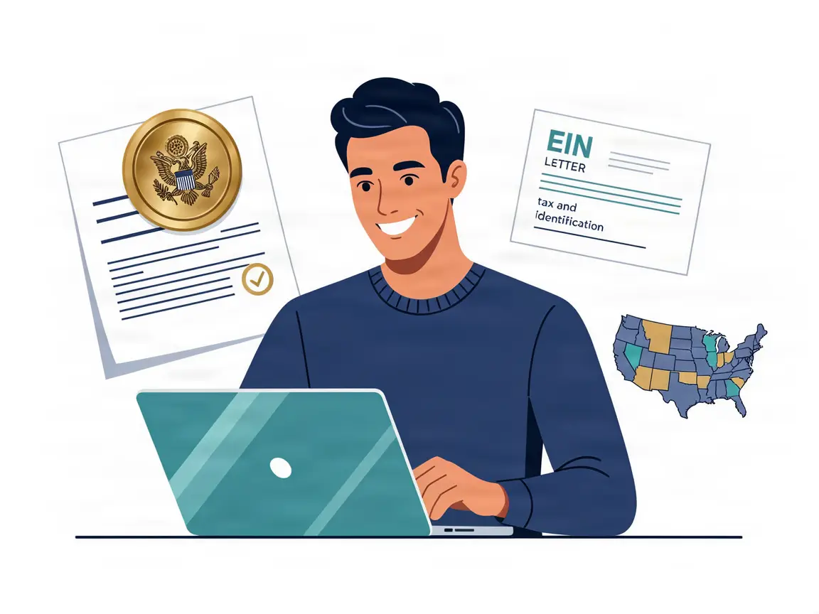 Founder receiving U.S. company formation documents and EIN