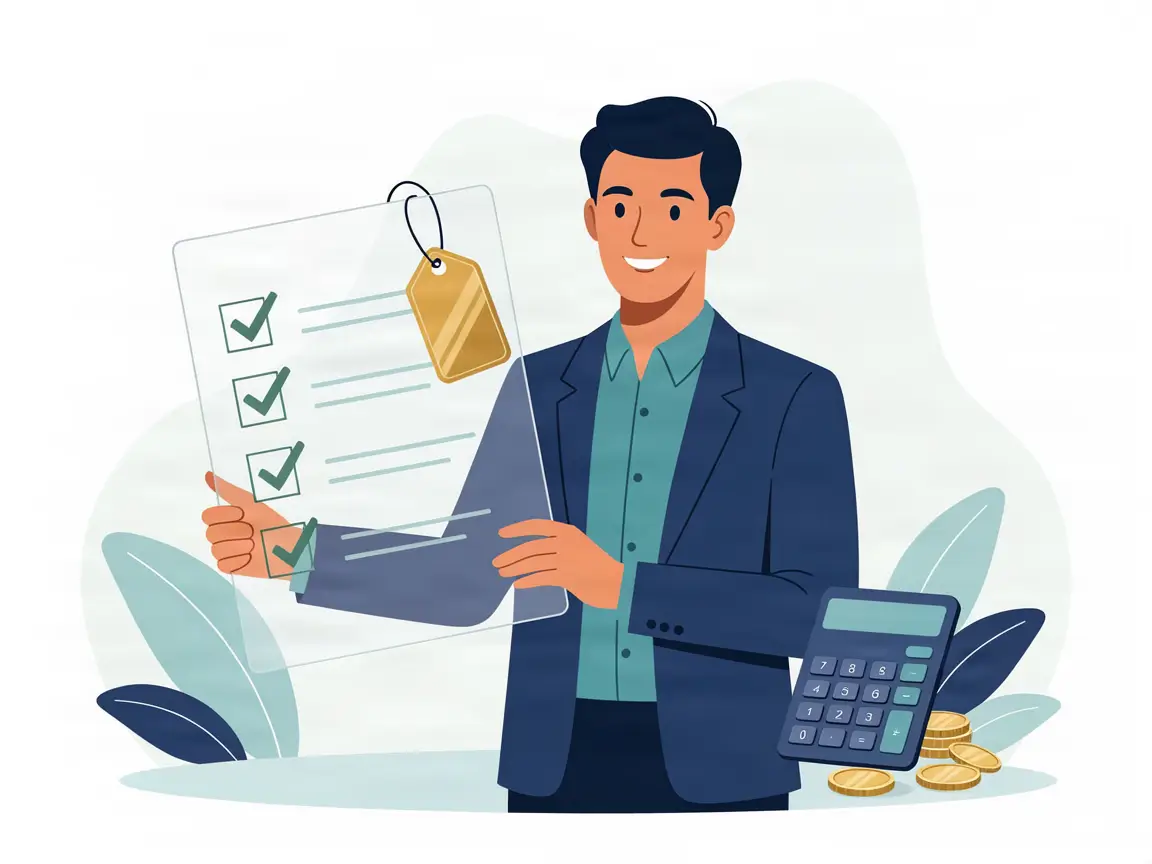 Founder reviewing a clear price list with no hidden fees