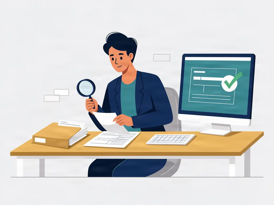 Tax preparer reviewing documents