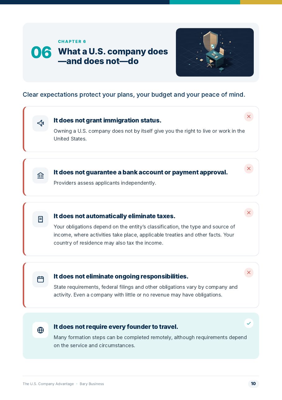 Page from The U.S. Company Advantage guide: compliance and tax